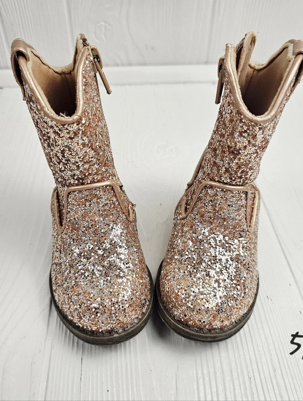 Kelly & Katie Lil Amelia Gold Glitter Cowboy Boots